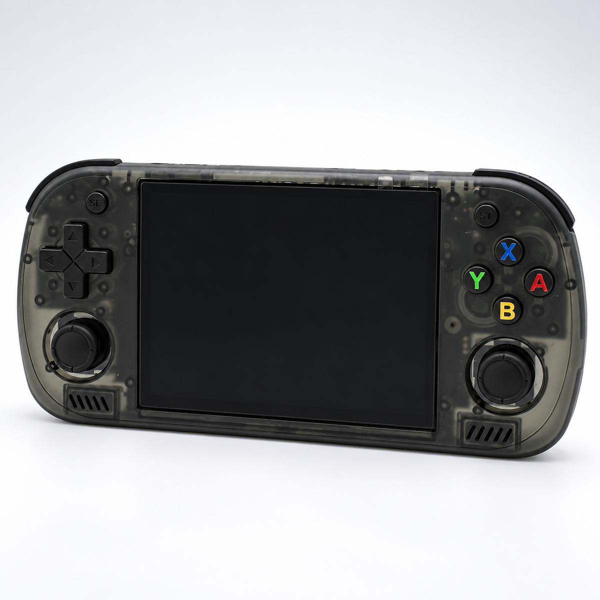 håndholdt spillekonsol R36H Pro Max der viser en moderne og kompakt gamingenhed med flere knapper.