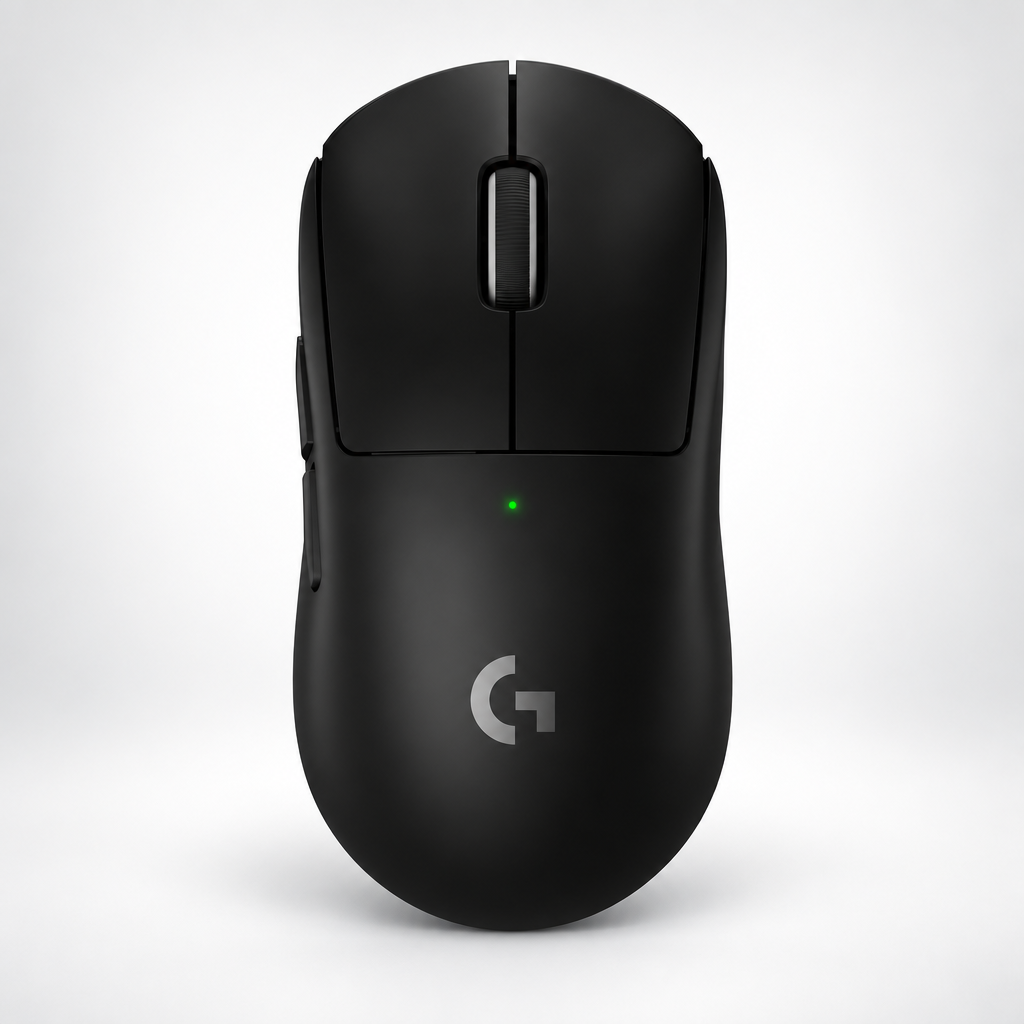 Logitech G gaming performance bundle mouse design with sleek black finish and LED indicator.