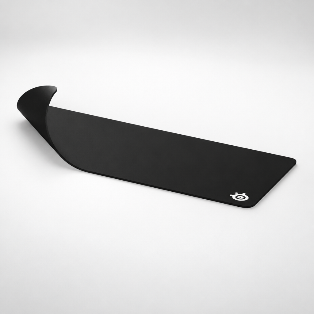 SteelSeries QcK Heavy XXL musemåtte rullet op, sort overflade til gaming.